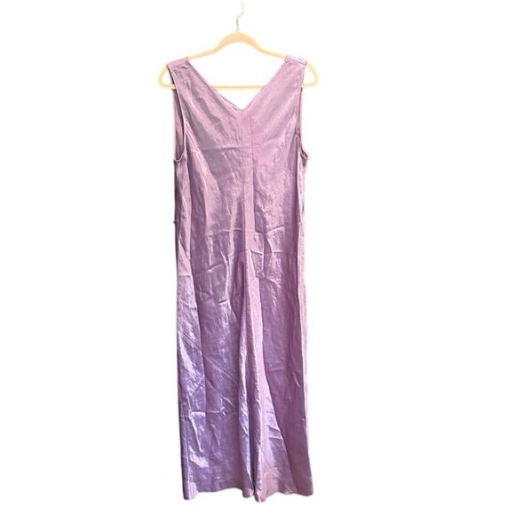 Vince V-neck Maxi Satin Slip Dress in Petal Nectar Pink Purple Large - Picture 9 of 10